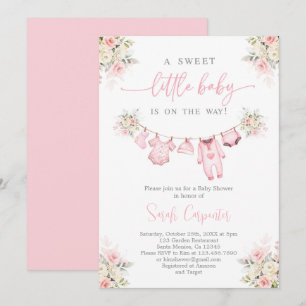 Invitation Baby shower de vêtements pour bébés filles