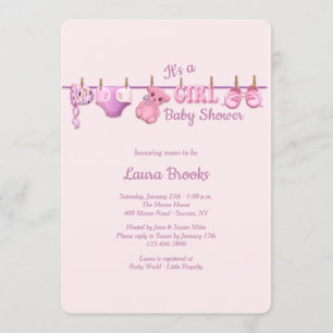 Invitation Baby shower de vêtements pour filles