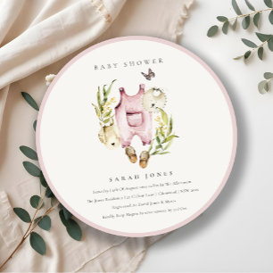 Invitation Baby shower de vêtements pour filles en