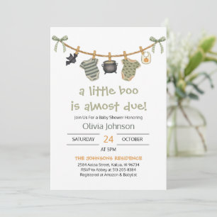 Invitation Baby shower de vêtements pour Halloween Little Boo