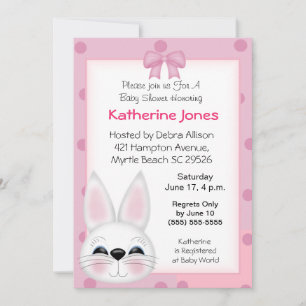 Invitation Baby shower de visage lapin lapin