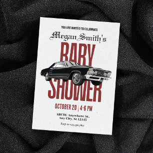 Invitation Baby shower de voiture Classic Retro