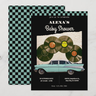 Invitation Baby shower de voiture rétro classique