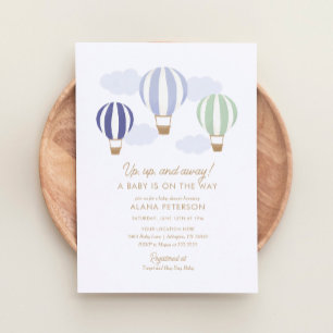 Invitation Baby shower de voyage Boy Air Balloons Hot