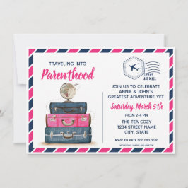 Invitation Baby shower de voyage de révélations de genre Invi