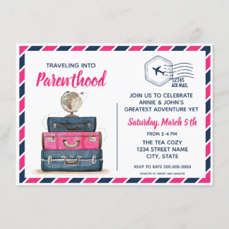 Invitation Baby shower de voyage de révélations de genre Invi