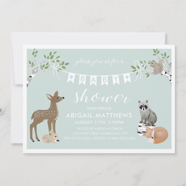 Invitation Baby shower de Woodland (Devant)
