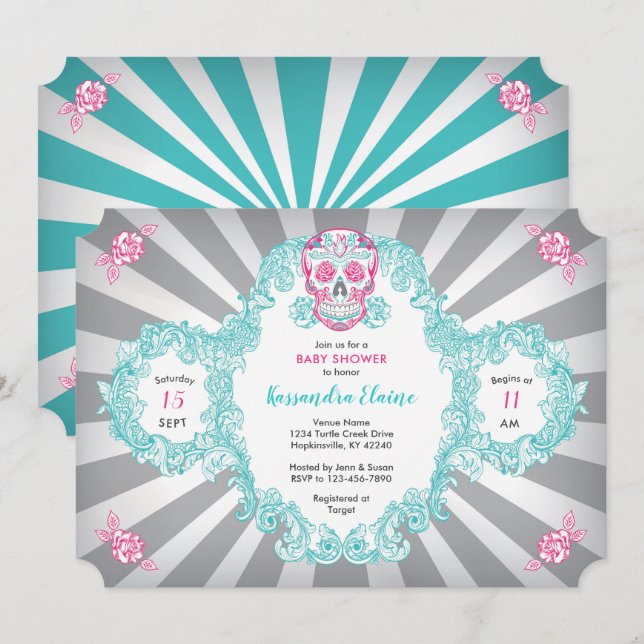 Invitation Baby shower d'éclatement du crâne de va (Devant / Derrière)