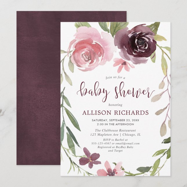 Invitation baby shower d'écolière de Bourgogne (Devant / Derrière)