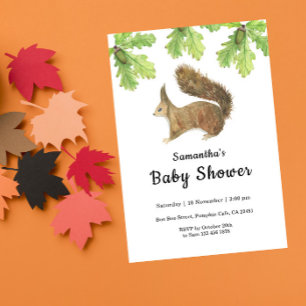 Invitation Baby shower d'écureuil d'automne