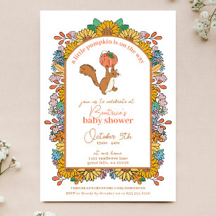 Invitation Baby shower d'écureuil de tournesol petit Citrouil