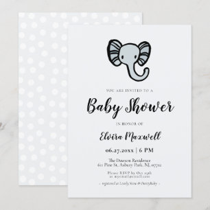 Invitation Baby shower d'éléphant bleu mignon
