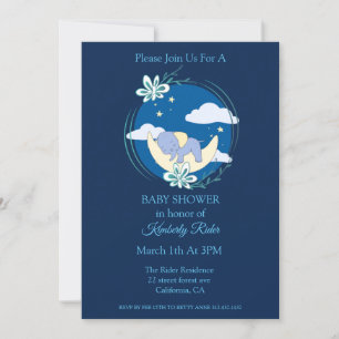 Invitation Baby shower d'éléphant couché