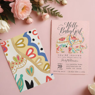 Invitation Baby shower d'éléphant décoratif élégan