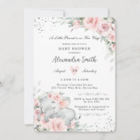 Baby shower d'éléphant doux rose floral adorable