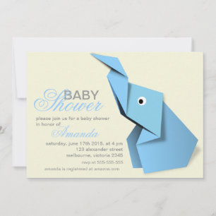 Invitation baby shower d'éléphant en origami personnalisé