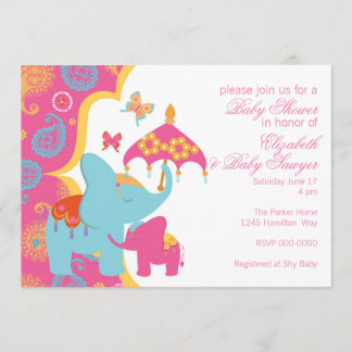 Invitation Baby shower d'éléphant marocain