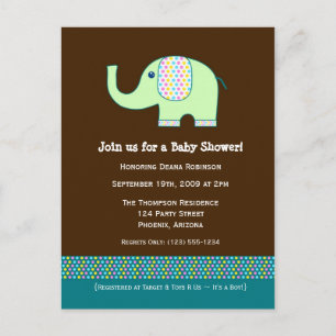 Invitation Baby shower d'éléphant pour bébés