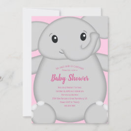Invitation Baby shower d'éléphant rose