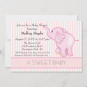 Invitation Baby shower d'éléphant rose pâle pour bébé doux