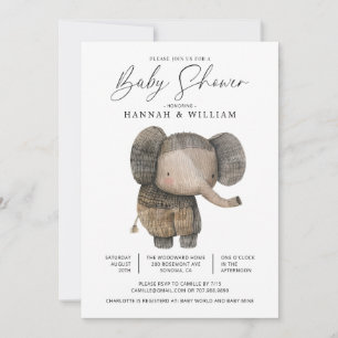 Invitation Baby shower d'éléphant Safari mignon