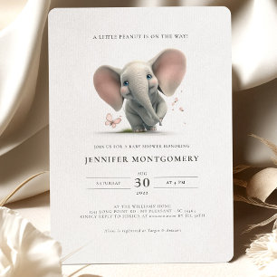 Invitation Baby shower d'éléphant Un peu de cacahuète sur le 