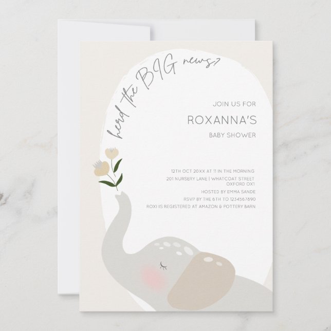 Invitation Baby shower d'éléphants neutres de genre Boho (Devant)