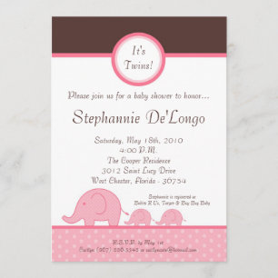 Invitation Baby shower d'éléphants pour les Twins 