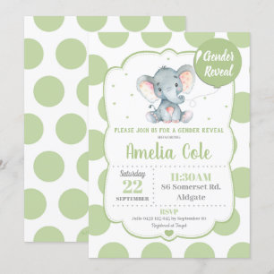 Invitation Baby shower d'éléphants : révélation de