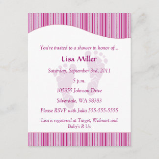 Invitation Baby shower d'empreintes de pas de bébé - rose