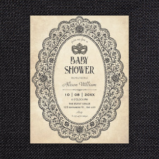 Invitation Baby shower dentelle vintage