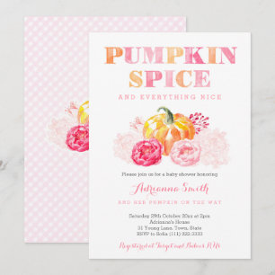Invitation baby shower d'épices citrouille, citrouille d'auto