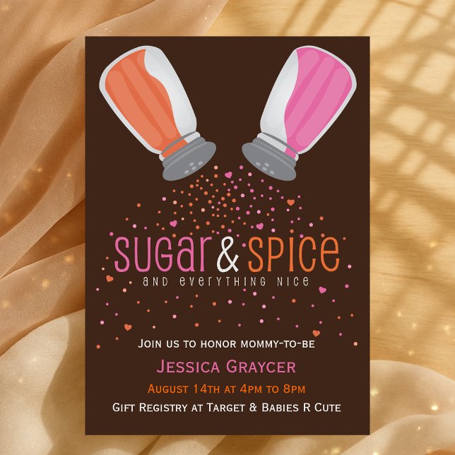 Invitation Baby shower des agrafeuses de sucre et d'épices (Sugar and Spice Shakers Baby Shower Invitation
)