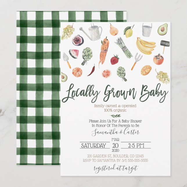 Invitation Baby shower des agriculteurs (Devant / Derrière)