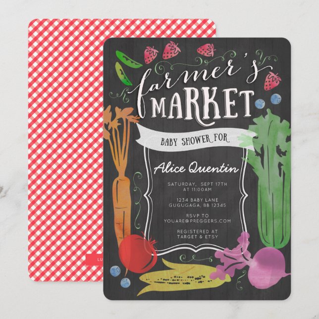 Invitation Baby shower des agriculteurs (Devant / Derrière)
