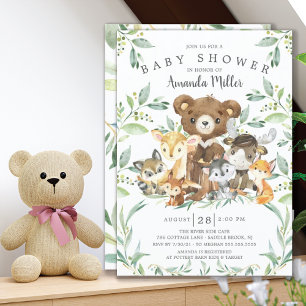Invitation Baby Shower des amis de la forêt