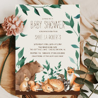 Invitation Baby shower des amis des animaux de boi