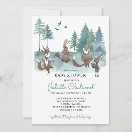 Invitation Baby shower des animaux boisés de forêt rustique