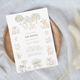 Invitation Baby shower des animaux de ferme