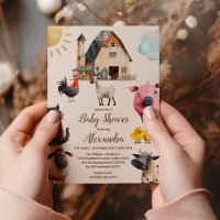 Baby shower des animaux de ferme aquarelle
