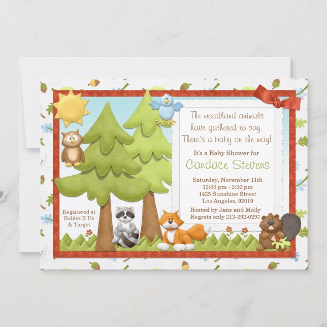 Invitation Baby shower des animaux de forêt cuits (Devant)