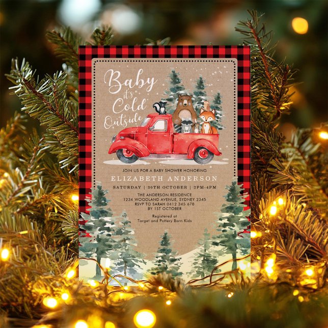 Invitation Baby shower des animaux de forêt de la sériole d'h (Créateur téléchargé)