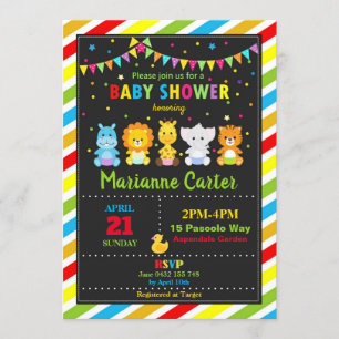 Invitation Baby shower des animaux de la jungle fine Invitati