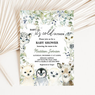 Invitation Baby shower des animaux de l'Arctique