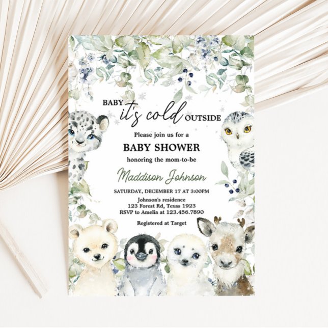 Invitation Baby shower des animaux de l'Arctique (Cold Outside Arctic Animals Baby Shower Invitation)