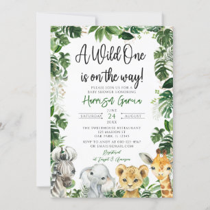 Invitation Baby shower des animaux de Safari de la Jungle tro