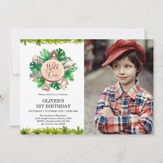 Invitation Baby shower des animaux de Safari de la Jungle tro (Devant)