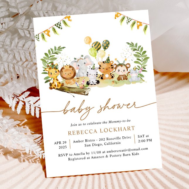 Invitation Baby shower des animaux de Safari de la Jungle tro (Créateur téléchargé)