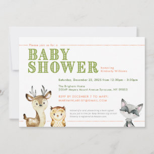 Invitation Baby shower des animaux des bois