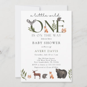 Invitation Baby shower des animaux des bois